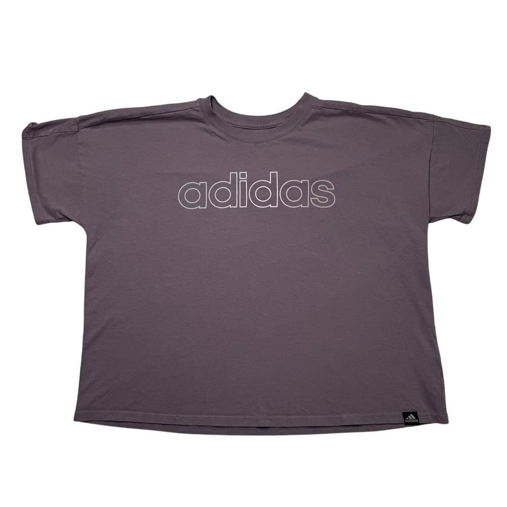 Adidas Womens Large Purple Lavender Graphic Logo T Shirt Short Sleeve Casual Tee